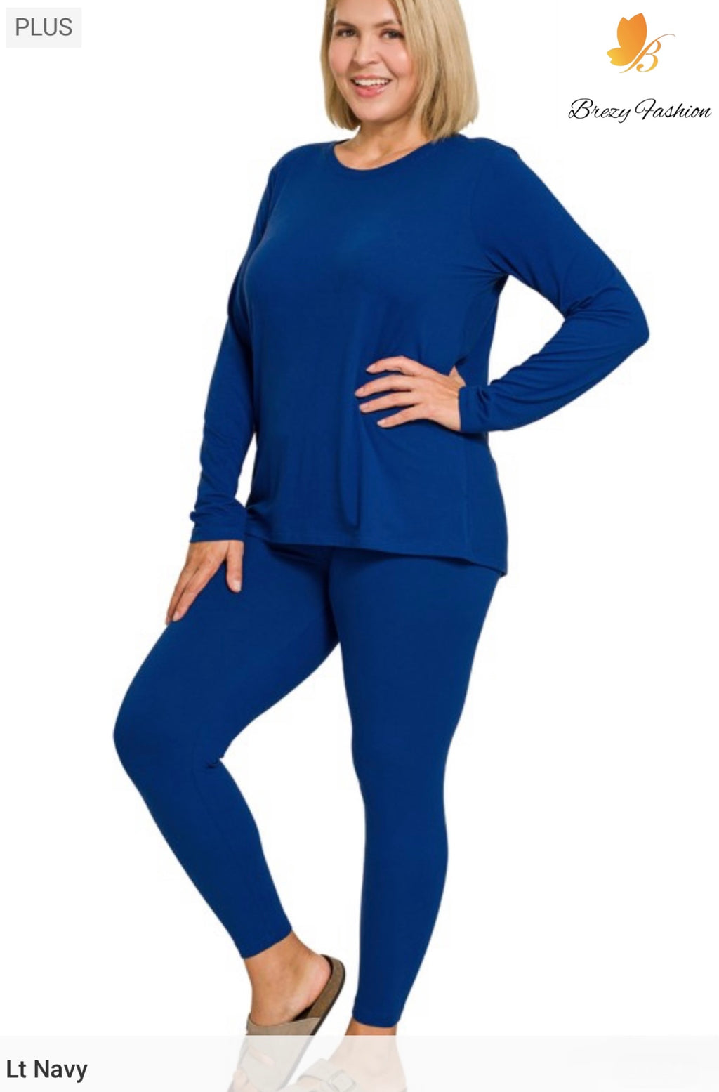 Plus Microfiber Round Neck Top & Leggings Set
