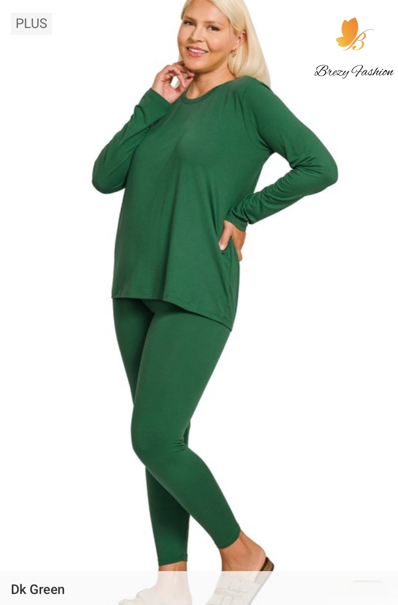 Plus Microfiber Round Neck Top & Leggings Set