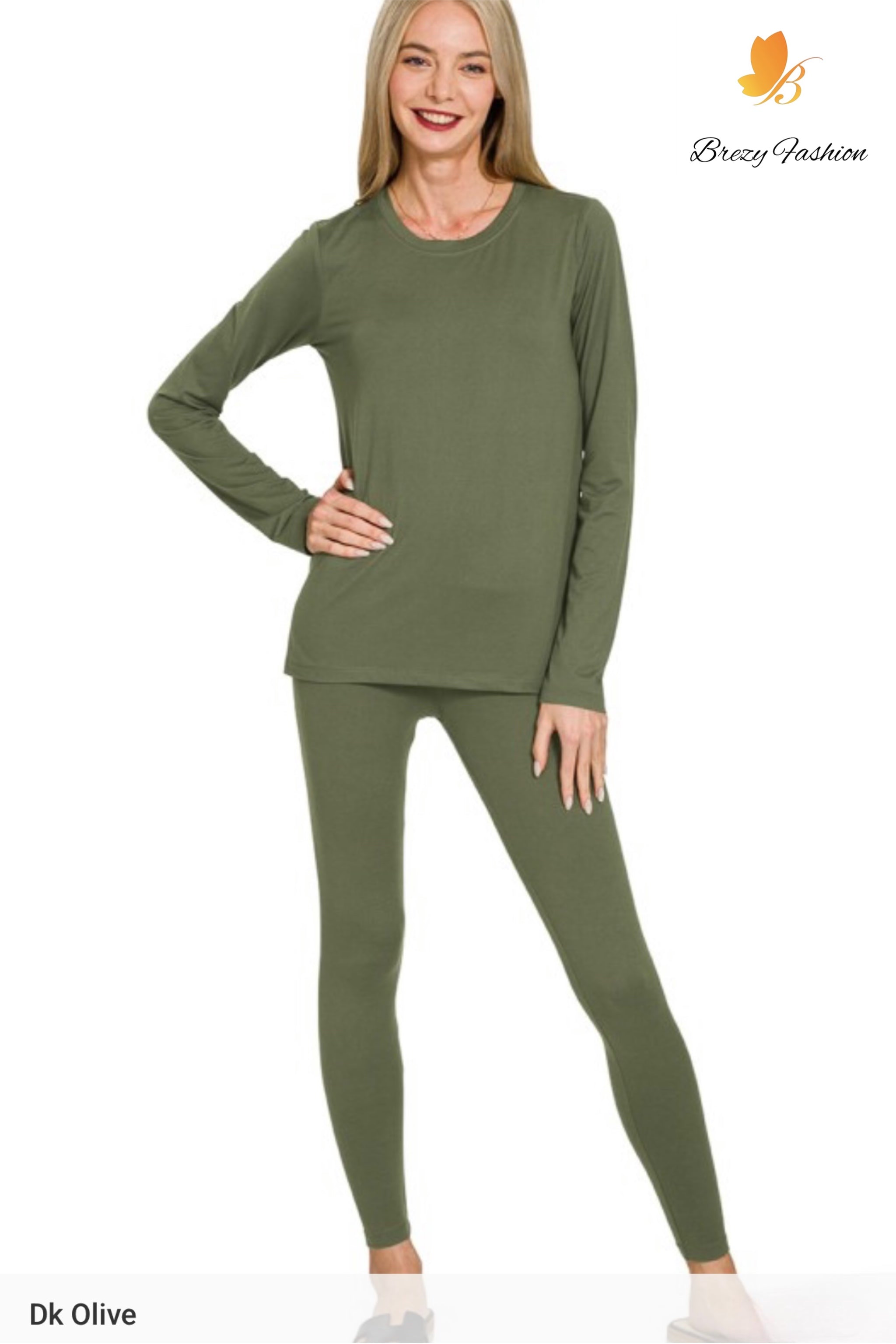 Microfiber Round Neck Top & Leggings Set
