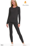 Microfiber Round Neck Top & Leggings Set