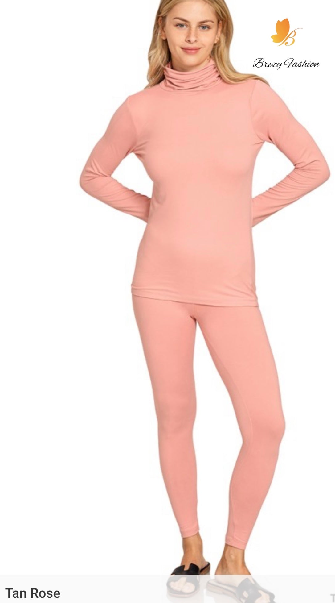 Microfiber Mock Neck Top & Leggings Set