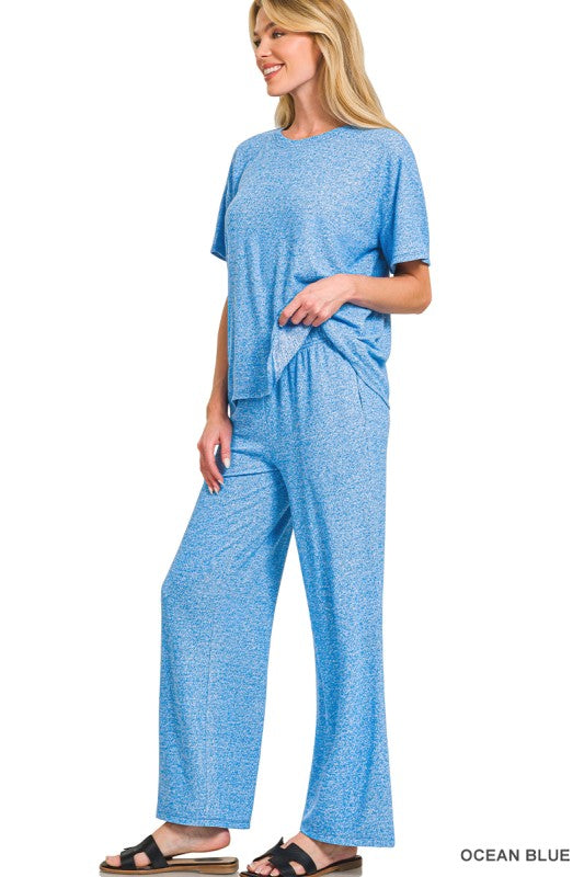 Soft Melange Short Sleeve Tee & Long Pants Set
