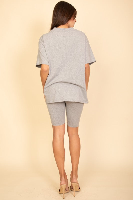 Loose Fit Top Oversize Shirts & Bike Shorts Set