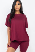 Loose Fit Top Oversize Shirts & Bike Shorts Set