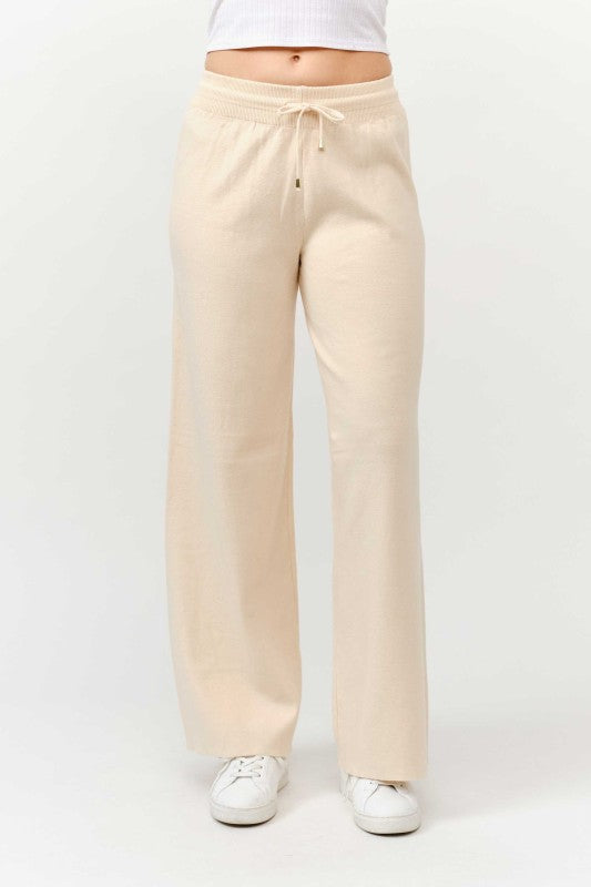 Zip Up Pullover Sweater and Wide Pants Set