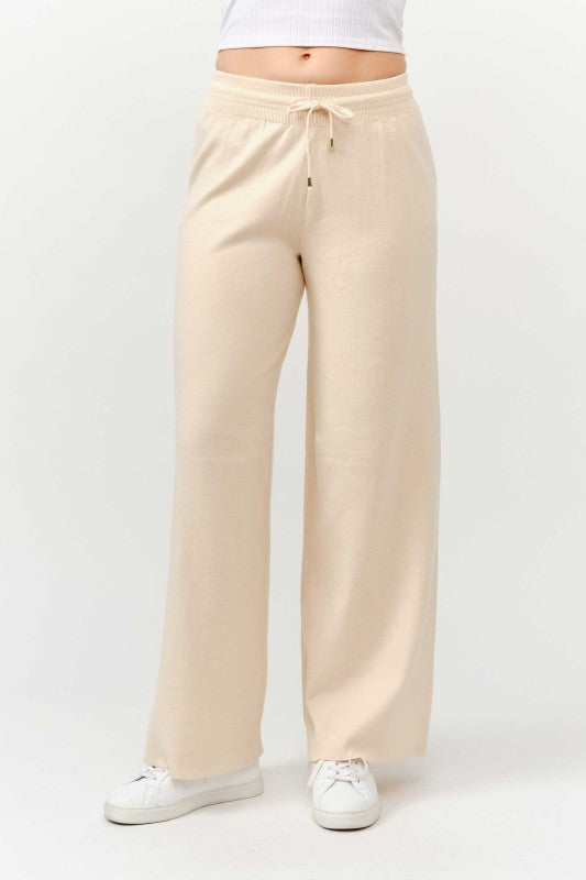 Zip Up Pullover Sweater and Wide Pants Set