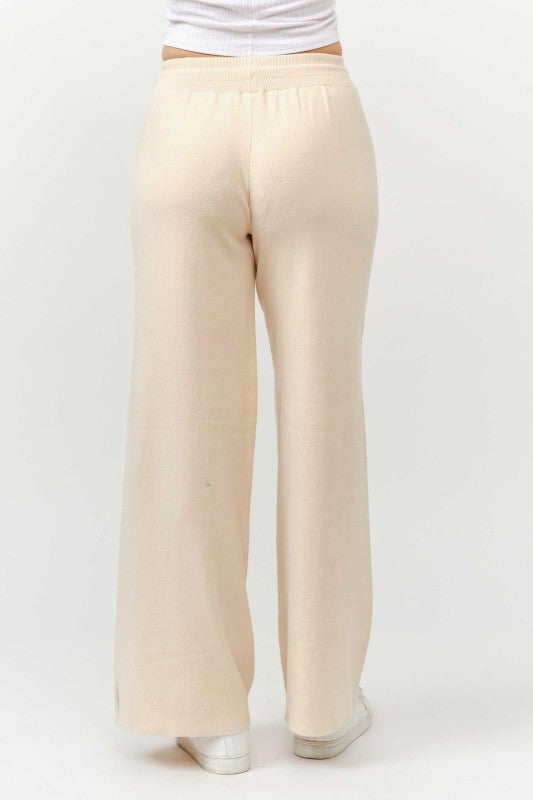 Zip Up Pullover Sweater and Wide Pants Set