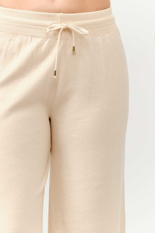 Zip Up Pullover Sweater and Wide Pants Set