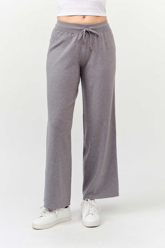 Zip Up Pullover Sweater and Wide Pants Set