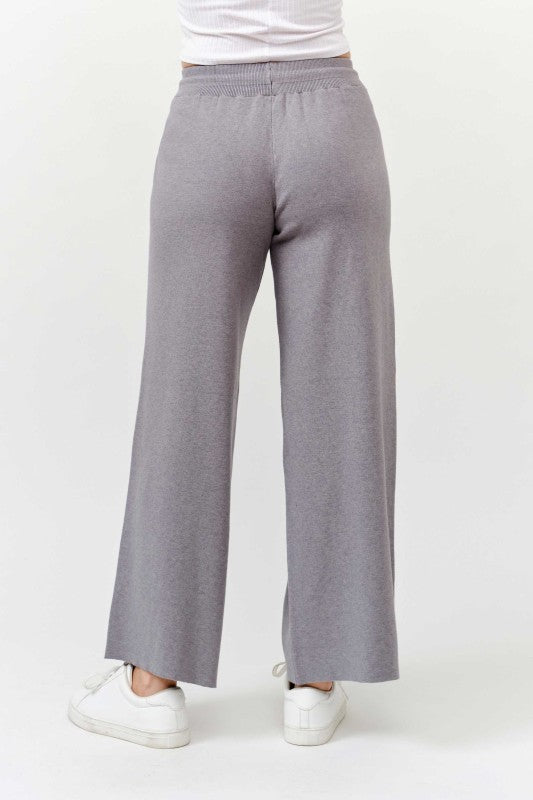 Zip Up Pullover Sweater and Wide Pants Set