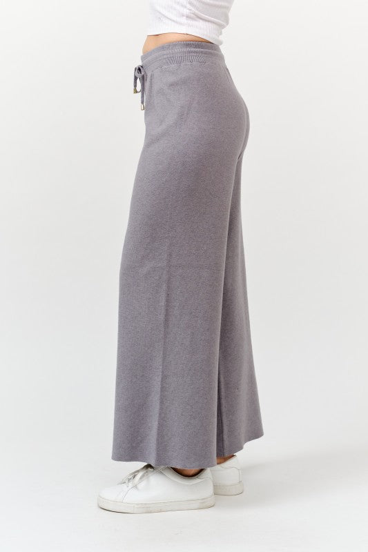 Zip Up Pullover Sweater and Wide Pants Set