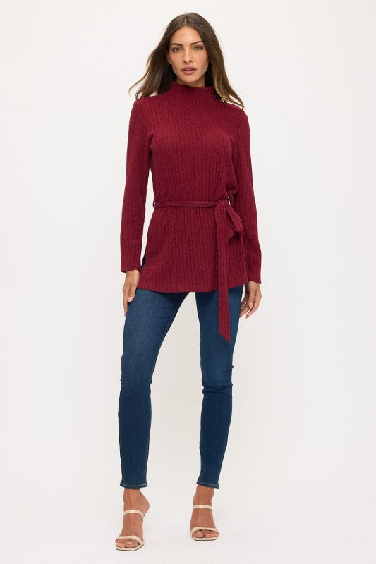 Cozy Cuff Self Tie Mockneck Tunic