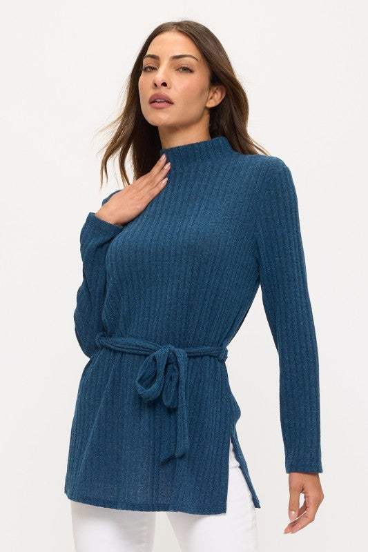 Cozy Cuff Self Tie Mockneck Tunic