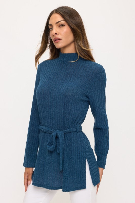 Cozy Cuff Self Tie Mockneck Tunic