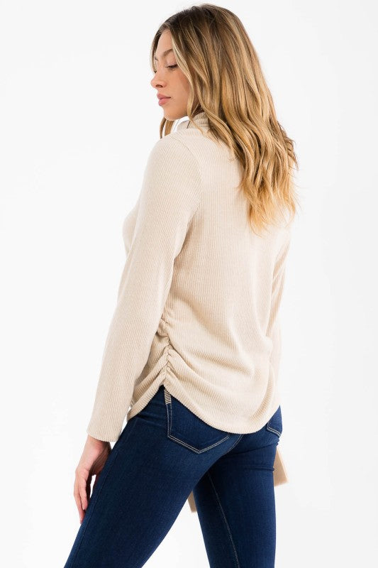 Ruched Cowl Neck Bella Sweatshirt