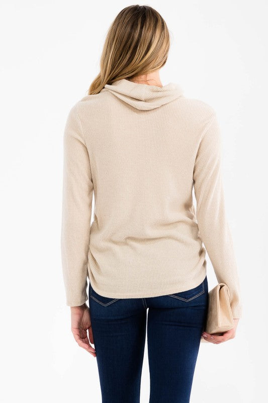 Ruched Cowl Neck Bella Sweatshirt