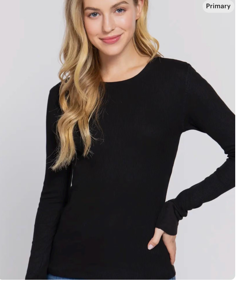 Long Sleeve crew neck thermal knit top