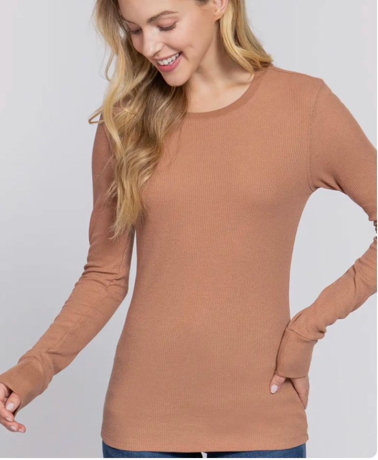 Long Sleeve crew neck thermal knit top