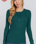 Plus Size long sleeve Henley thermal knit top
