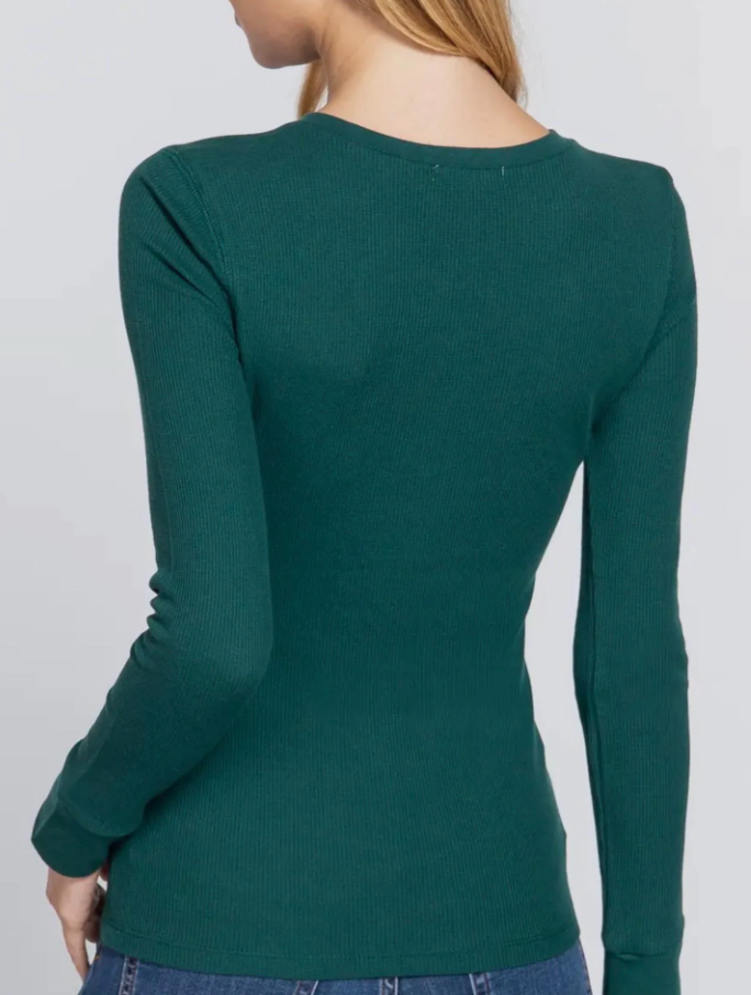 Plus Size long sleeve Henley thermal knit top