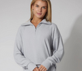 Womens rib knit half zip mock neck pull over