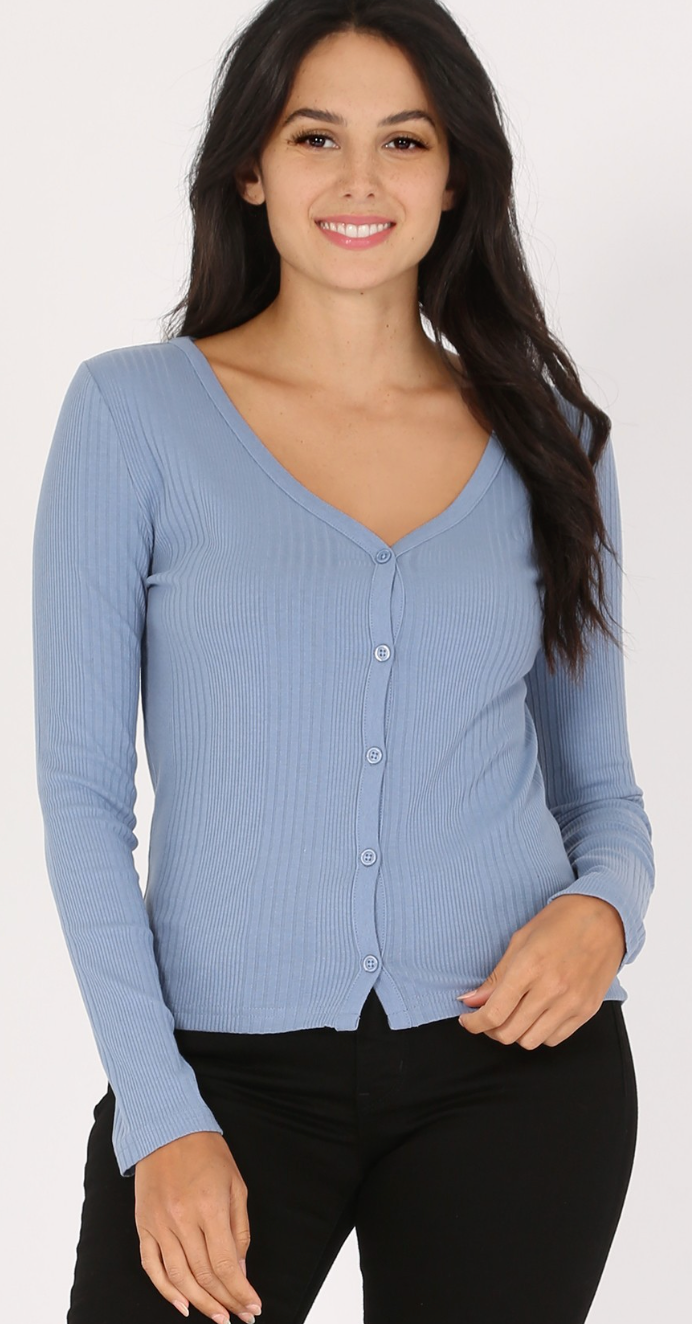 Variegated Rib Long Sleeve Cardigan