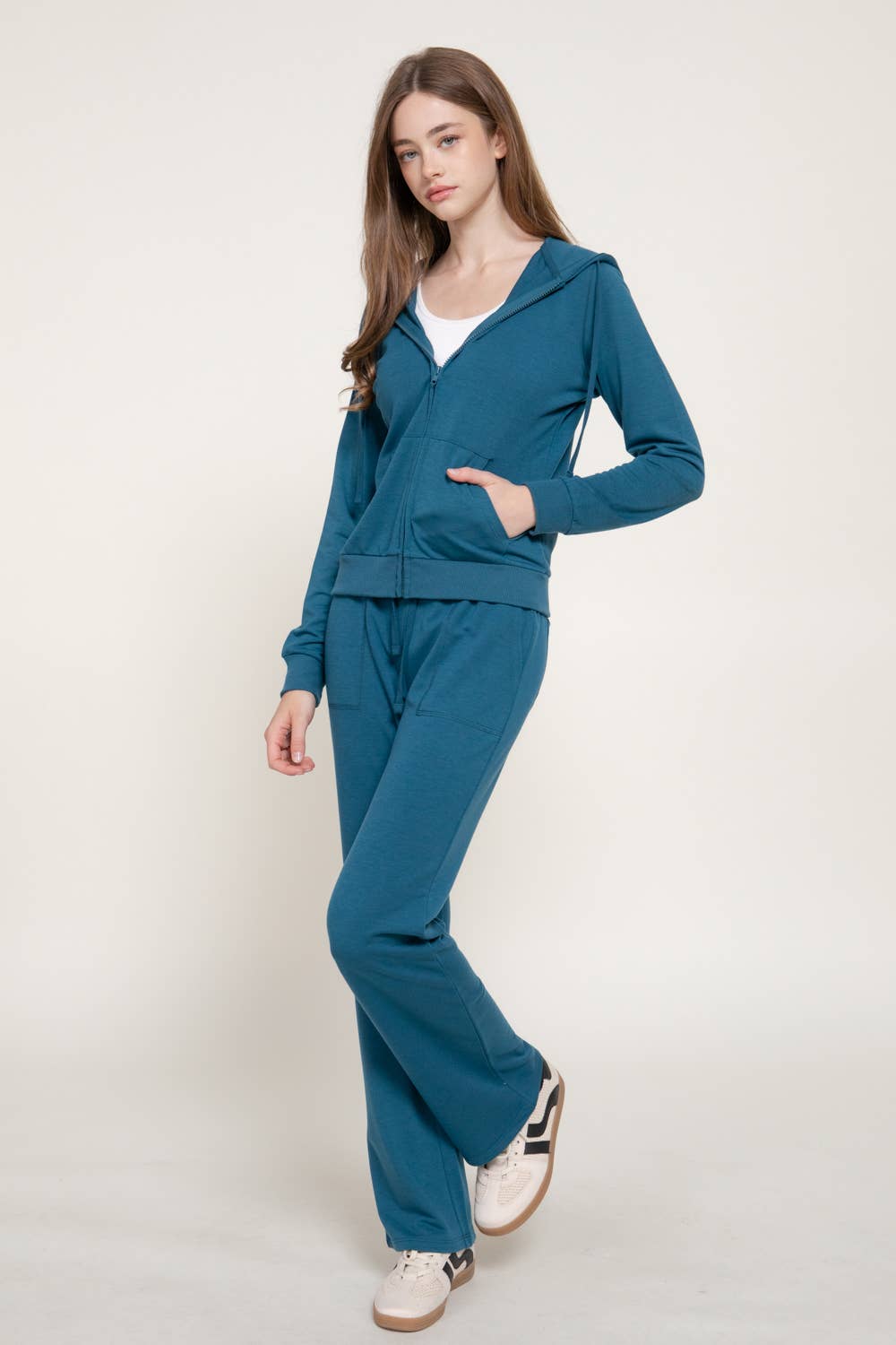 Long Sleeve Hoodie Jacket & Pants Sweatsuit Set