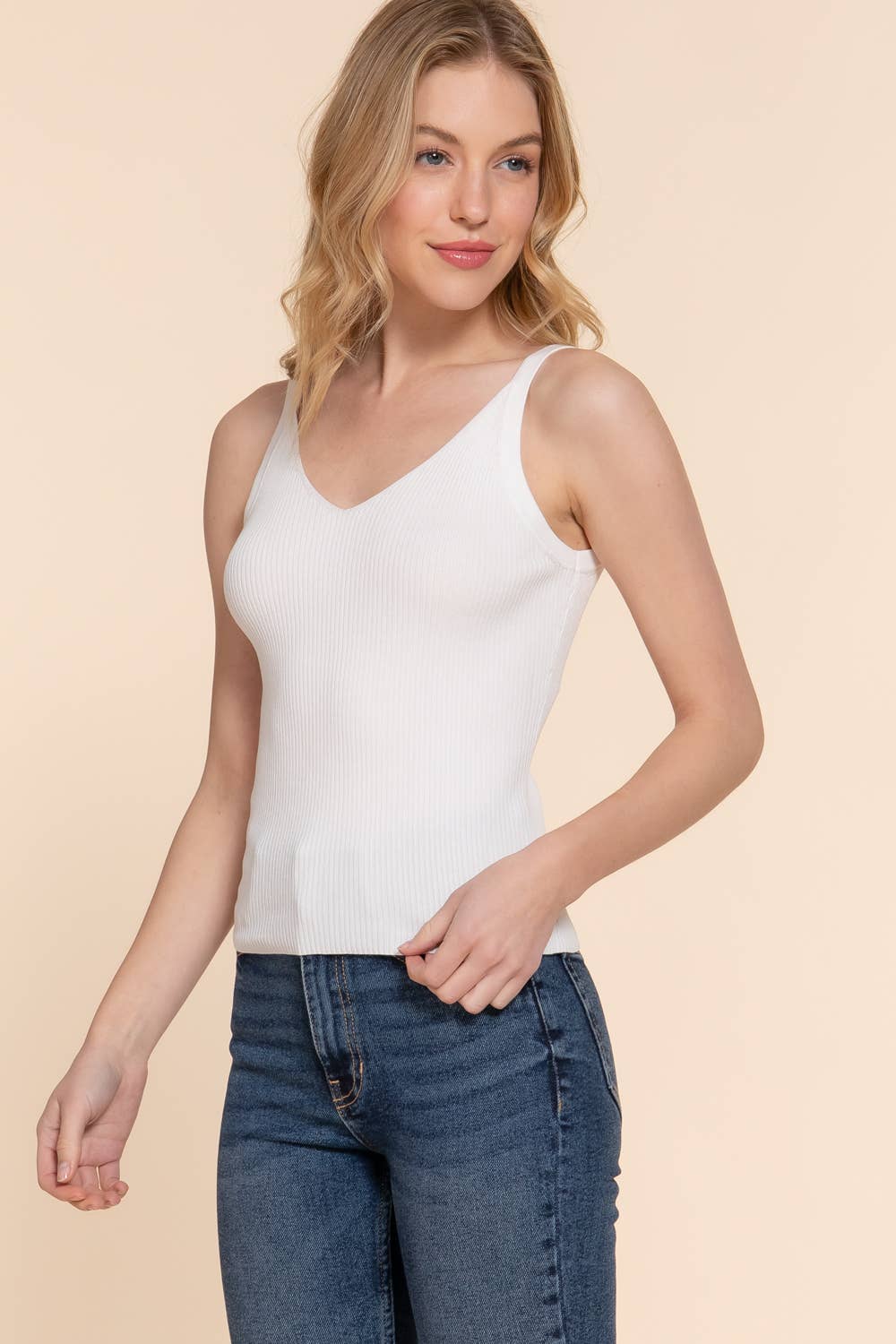 Double V-neck Cami Spring Sweater