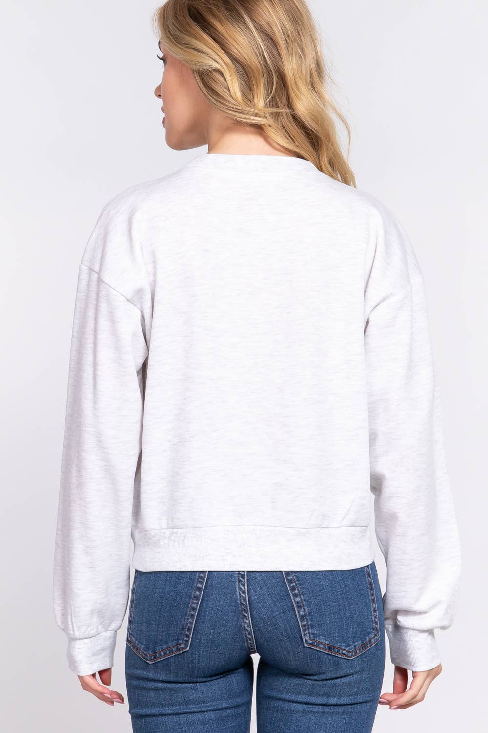 Long Sleeve Round Neck Crop SweatShirt