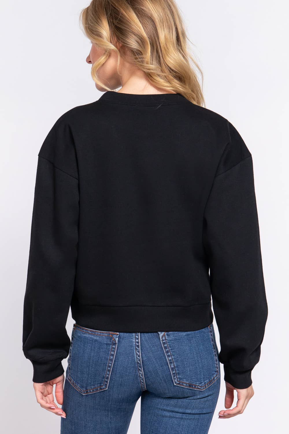 Long Sleeve Round Neck Crop SweatShirt