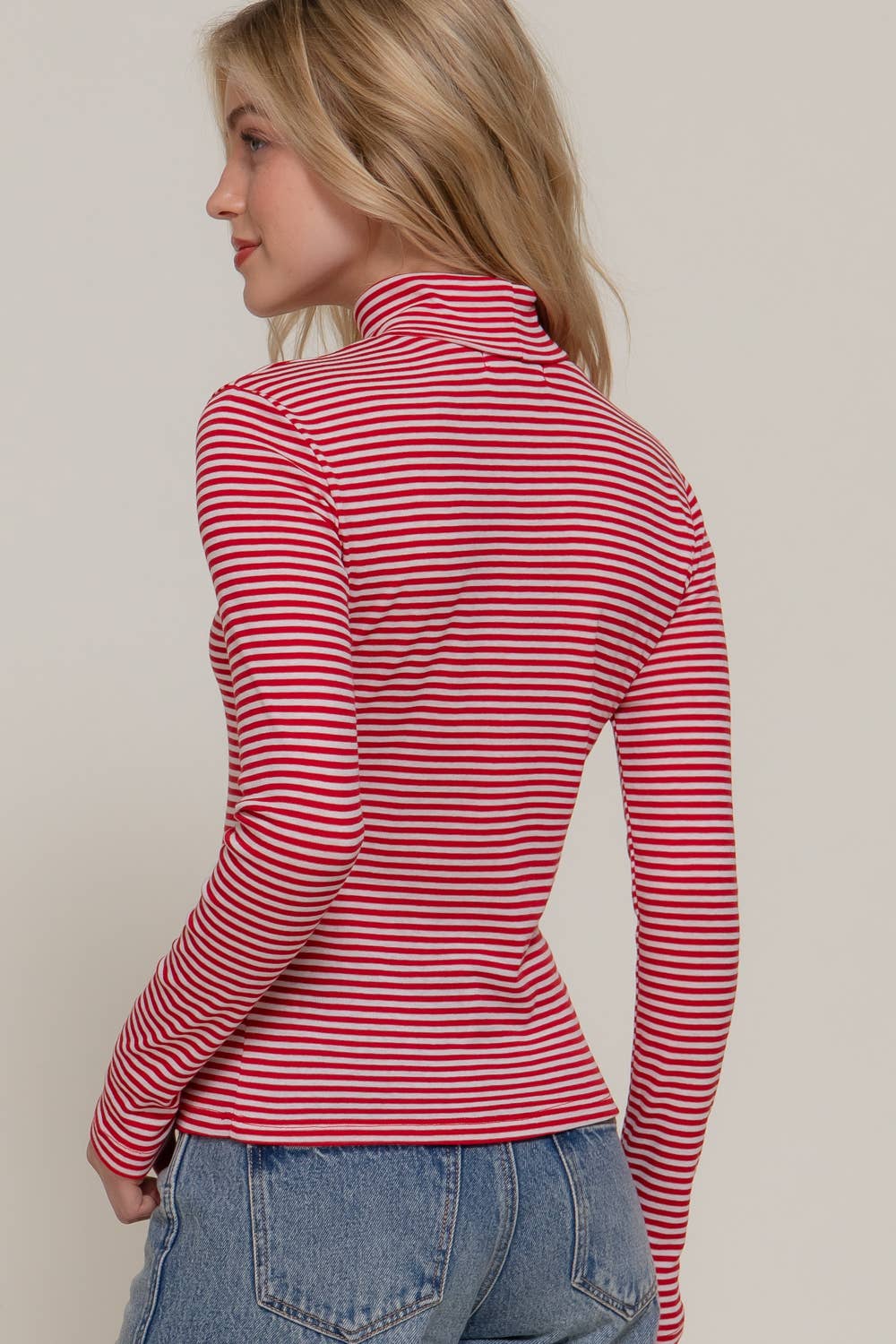 Long Sleeve Turtle Neck Striped Top